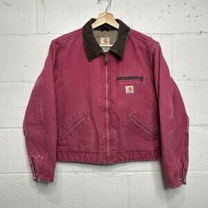 Y2K Carhartt Sherpa-Lined Detroit Jacket “Raspberry” WJ097